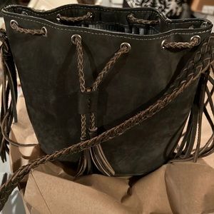 Gray small bucket purse